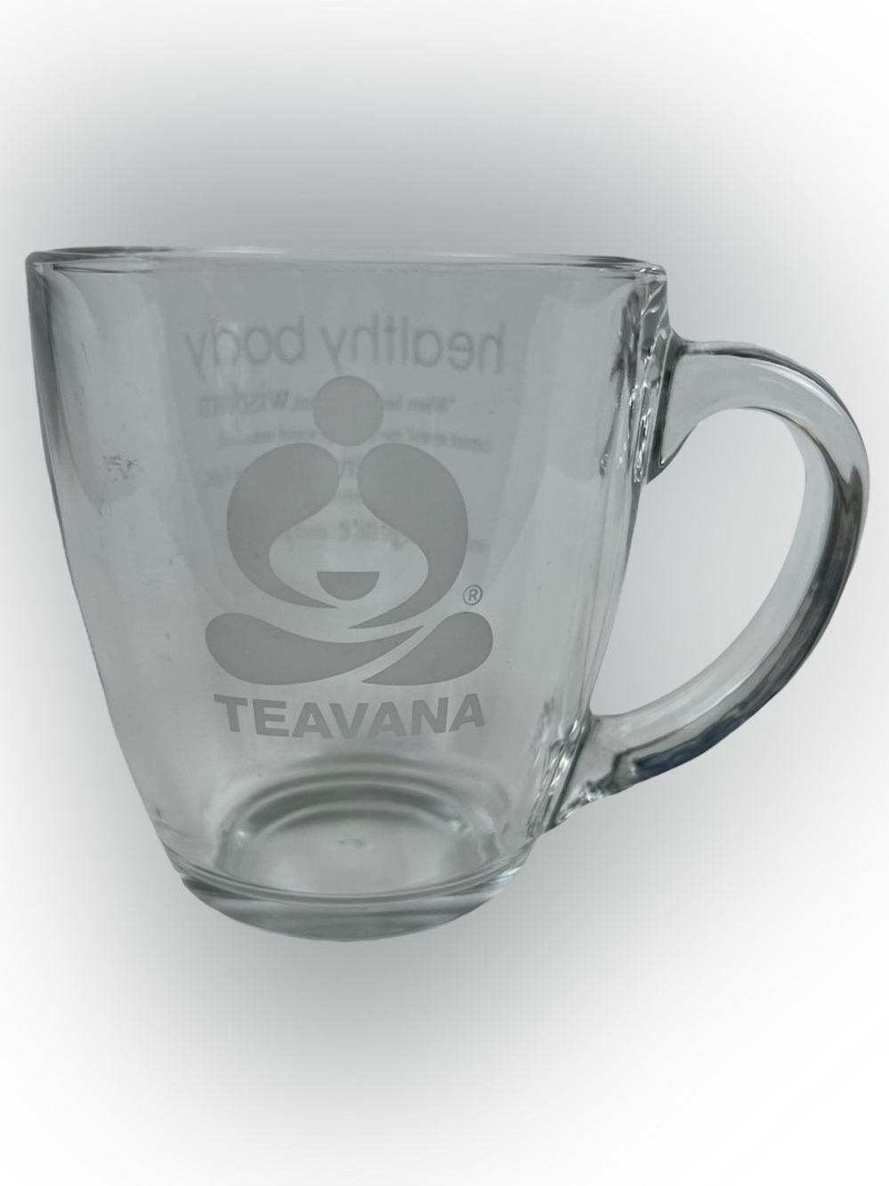 Starbucks Teavana Heavy Glass Mug | Clear Etched Tea Cup | Thick Café Style Mug